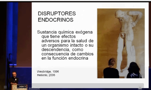 Imagen de Nicolás Olea en la conferencia sobre "Pesticidas, detergentes, plásticos y las consecuencias sobre nuestra salud."