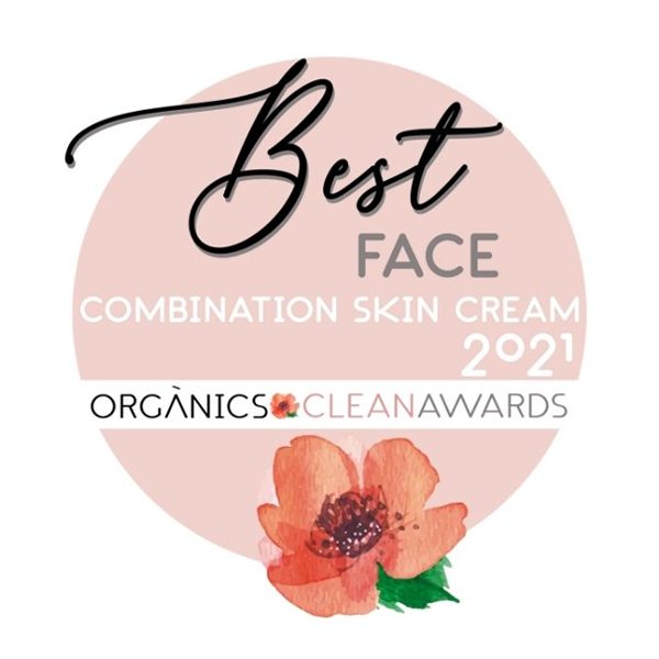 Logo mejor crema facial certificada por Organics Magazine