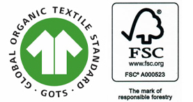Logo FSC y GOTS de la empresa Nuts Innovations