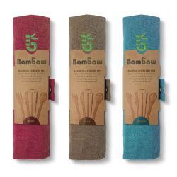 Juego de cubiertos y pajita de bambú con funda - Bambaw