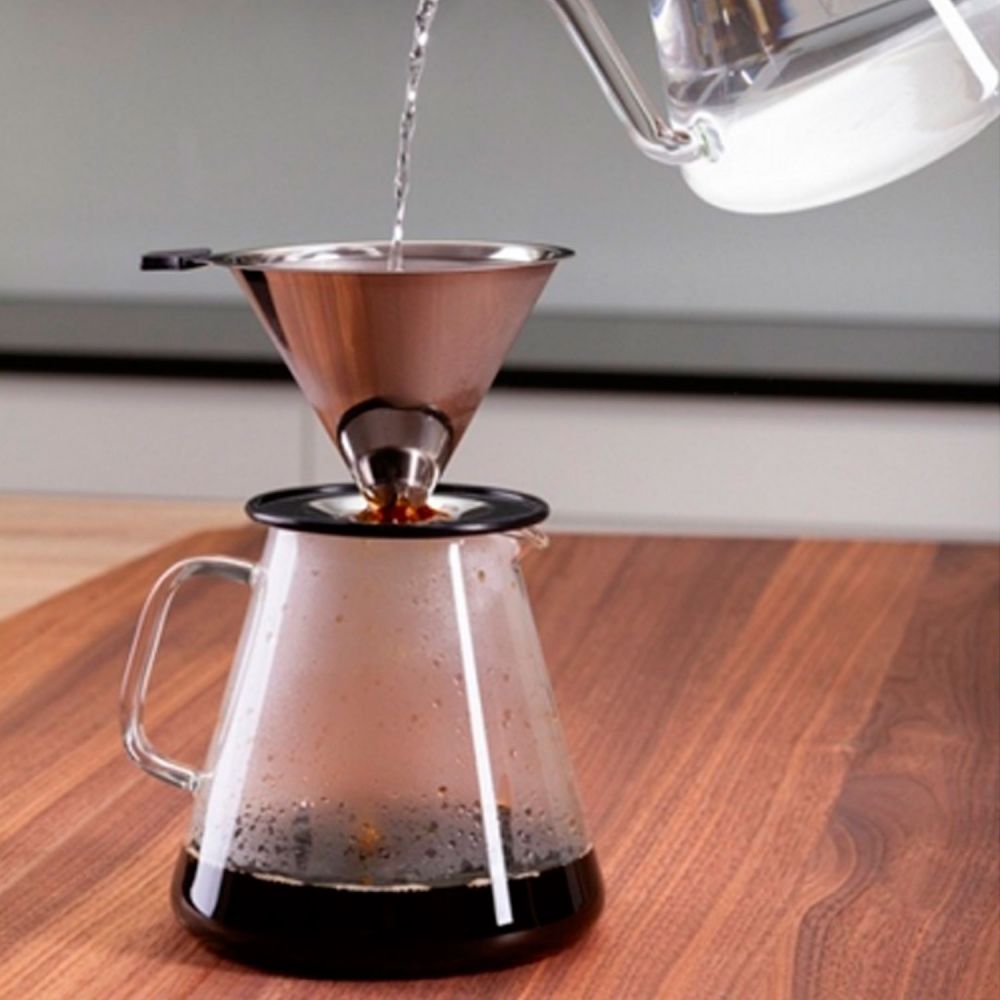 SODIAL Filtros de café de acero desmontable amigable filtro de café cesta colador máquina de café accesorios para oficina en casa taza única 