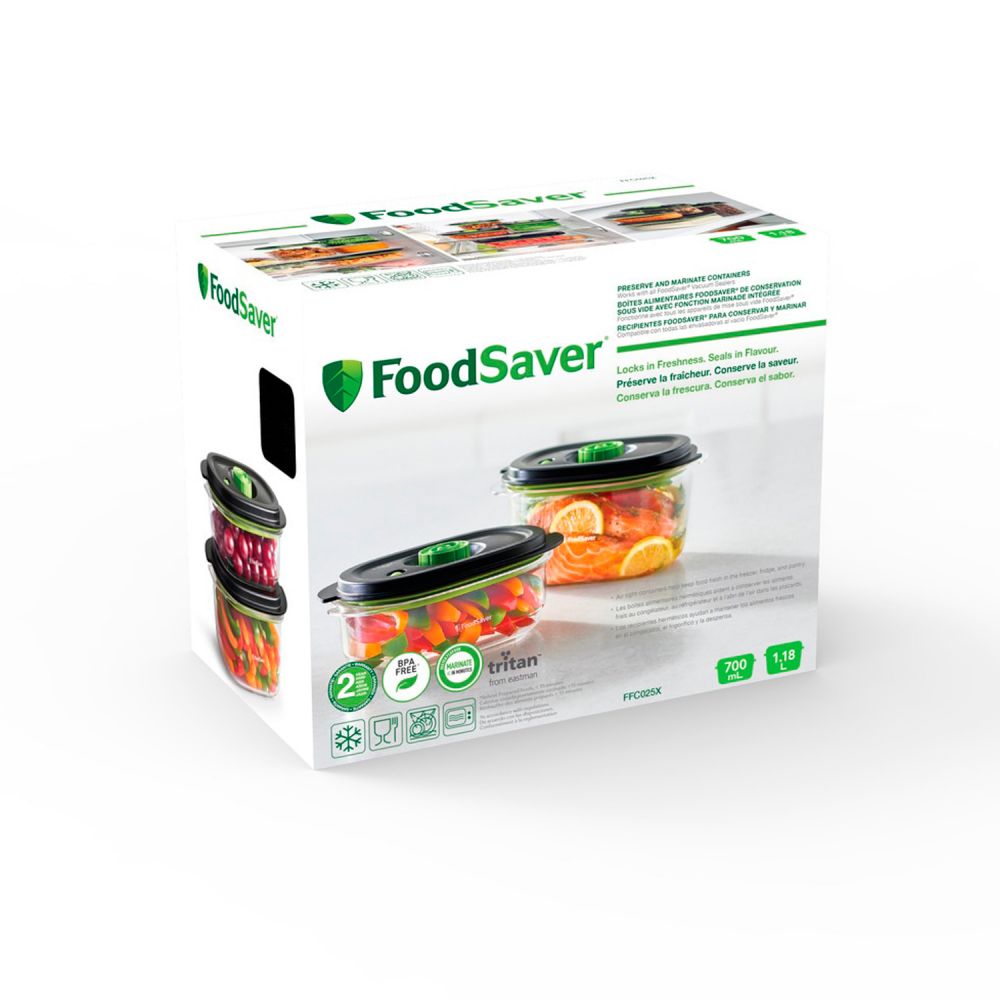 Pack 2 contenedores para hacer el vacío con la envasadora Foodsaver