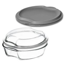 Set 2 Fuentes Horno Cristal Borosilicato Rectangulares 1 y 1.6 L. Ideal  Meclas, Ensaladas, Postres, Cocina, Resposteria.No BPA - BigMat