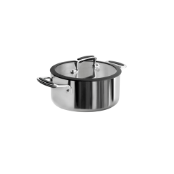 Olla de acero inoxidable con tapa de cristal, trimetal, 18 cm - Lacor