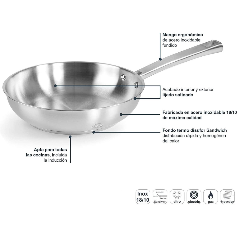 Couvercle Inox 18/10 Lacor Foodie - 26 Cm - Pour Casserole, Faitout - Finition Satinée