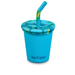 Vaso de acero inoxidable para llevar con pajita, azul, 295 ml - Klean Kanteen