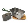 Fiambrera de acero inoxidable rectangular con cajita interior y tapa de bambú -1250 ml - Black & Blum