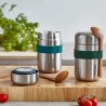 Fiambrera térmica de acero inoxidable con cucharón y cinta verde, 400 ml - Black & Blum