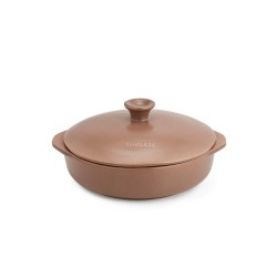 Cazuela de cerámica gres 20 cm con tapa, canela - Topgres