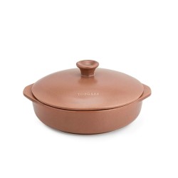 Cazuela de cerámica gres 25 cm con tapa, canela - Topgres