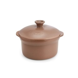 Olla de cerámica gres 20 cm con tapa, canela - Topgres