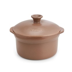 Olla de cerámica gres 25 cm con tapa, canela - Topgres