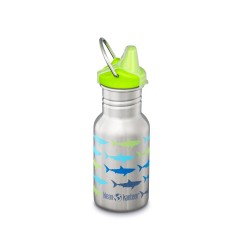 Botella acero inoxidable 355 ml para niños, tiburones, con tapón aprendizaje - Klean Kanteen