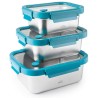 Fiambrera hermética rectangular de acero inoxidable con tapa de cristal, 800 ml - Lacor
