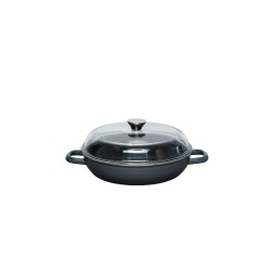 Cazuela esmaltada con tapa de cristal Nouvelle, gris, 2,2 l - Riess