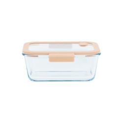 Fiambrera de cristal hermética, rectangular con tapa con válvula, 460 ml - Pebbly