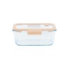 Fiambrera de cristal hermética, rectangular con tapa con válvula, 460 ml - Pebbly