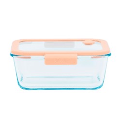 Fiambrera de cristal hermética, rectangular con tapa con válvula, 1200 ml - Pebbly