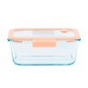 Fiambrera de cristal hermética, rectangular con tapa con válvula, 1200 ml - Pebbly