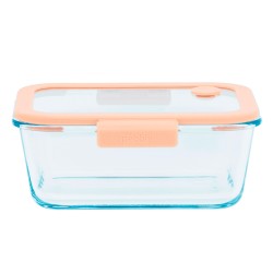 Fiambrera de cristal hermética, rectangular con tapa con válvula, 1900 ml - Pebbly