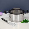 Olla de acero inoxidable con tapa de cristal, trimetal, 18 cm - Lacor