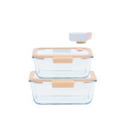 Set de 2 fiambreras de cristal herméticas con válvula y bomba de vacío - Pebbly