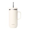 Taza térmica acero inoxidable con pajita, 600 ml, blanca - Qwetch