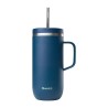 Taza térmica acero inoxidable con pajita, 600 ml, azul - Qwetch