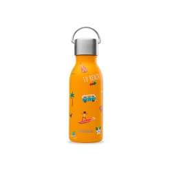 Botella térmica acero inoxidable para niños, playa, amarilla, 350 ml - Qwetch