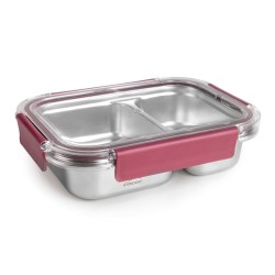 Fiambrera hermética rectangular de acero inoxidable con compartimentos y tapa, 700 ml - Lacor