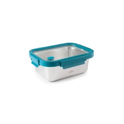 Fiambrera hermética rectangular de acero inoxidable con tapa de cristal, 480 ml - Lacor