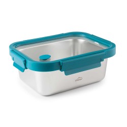 Fiambrera hermética rectangular de acero inoxidable con tapa de cristal, 820 ml - Lacor