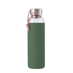 Botella de cristal hermética con tapón de acero inoxidable, 600 ml, verde - Black & Blum