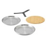 Pack 4 platos llanos de acero inoxidable con tapa de bambú - Black & Blum