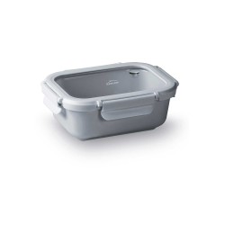 Fiambrera hermética de cerámica rectangular con tapa de cristal, 400 ml, gris - Lacor