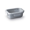 Fiambrera hermética de cerámica rectangular con tapa de cristal, 650 ml, gris - Lacor