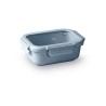 Fiambrera hermética de cerámica rectangular con tapa de cristal, 400 ml, azul - Lacor