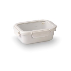 Fiambrera hermética de cerámica rectangular con tapa de cristal, 400 ml, blanca - Lacor