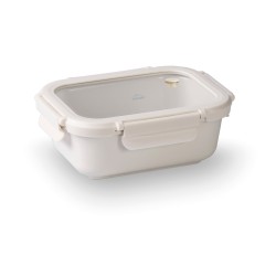 Fiambrera hermética de cerámica rectangular con tapa de cristal, 900 ml, blanca - Lacor