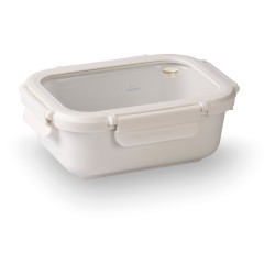 Fiambrera hermética de cerámica rectangular con tapa de cristal, 1150 ml, blanca - Lacor