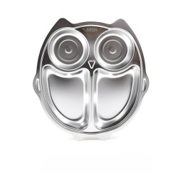 Plato con compartimentos para niños de acero inoxidable, búho - Joli Monde