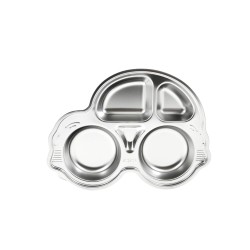 Plato con compartimentos para niños de acero inoxidable, coche - Joli Monde