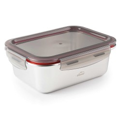 Fiambrera hermética de acero inoxidable rectangular Ecoinox, con tapa, 1200 ml - Lacor