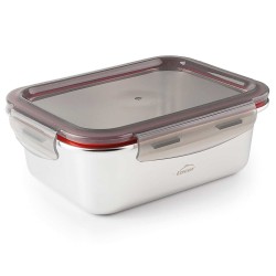 Fiambrera hermética rectangular de acero inoxidable Ecoinox con tapa, 1800 ml - Lacor