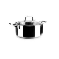 Olla de acero inoxidable con tapa de cristal, triply natural, 24 cm - Ibili