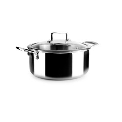 Olla de acero inoxidable con tapa de cristal, triply natural, 26 cm - Ibili