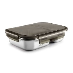 Fiambrera hermética rectangular de acero inoxidable Two go con compartimentos y tapa, 700 ml - Lacor