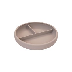 Plato con compartimentos para con ventosa + cuchara para bebés de silicona platino- Outlet