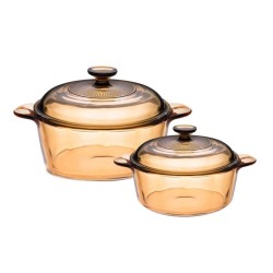 Juego de 2 ollas de cristal Amber - Outlet