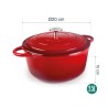 Olla de hierro fundido, 20 cm, color rojo - Lacor